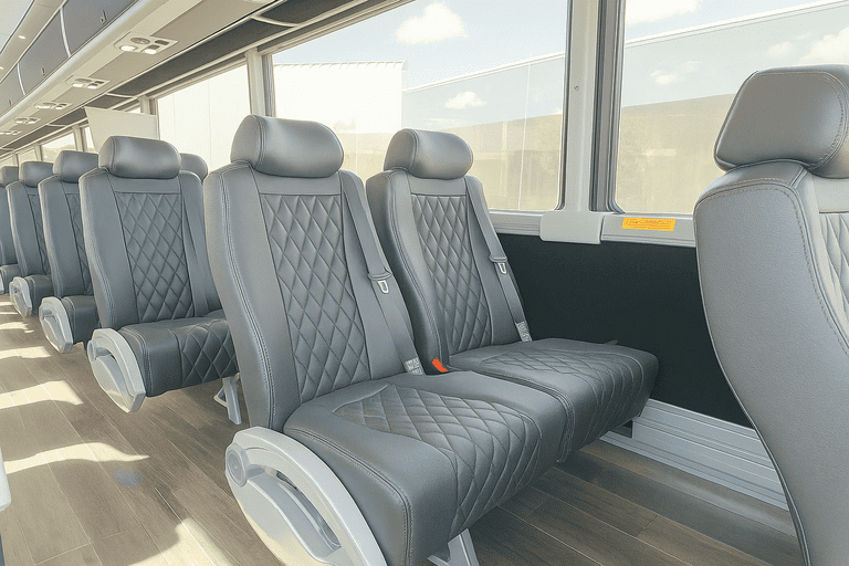 interior of Rock Hill Minibus Company charter bus