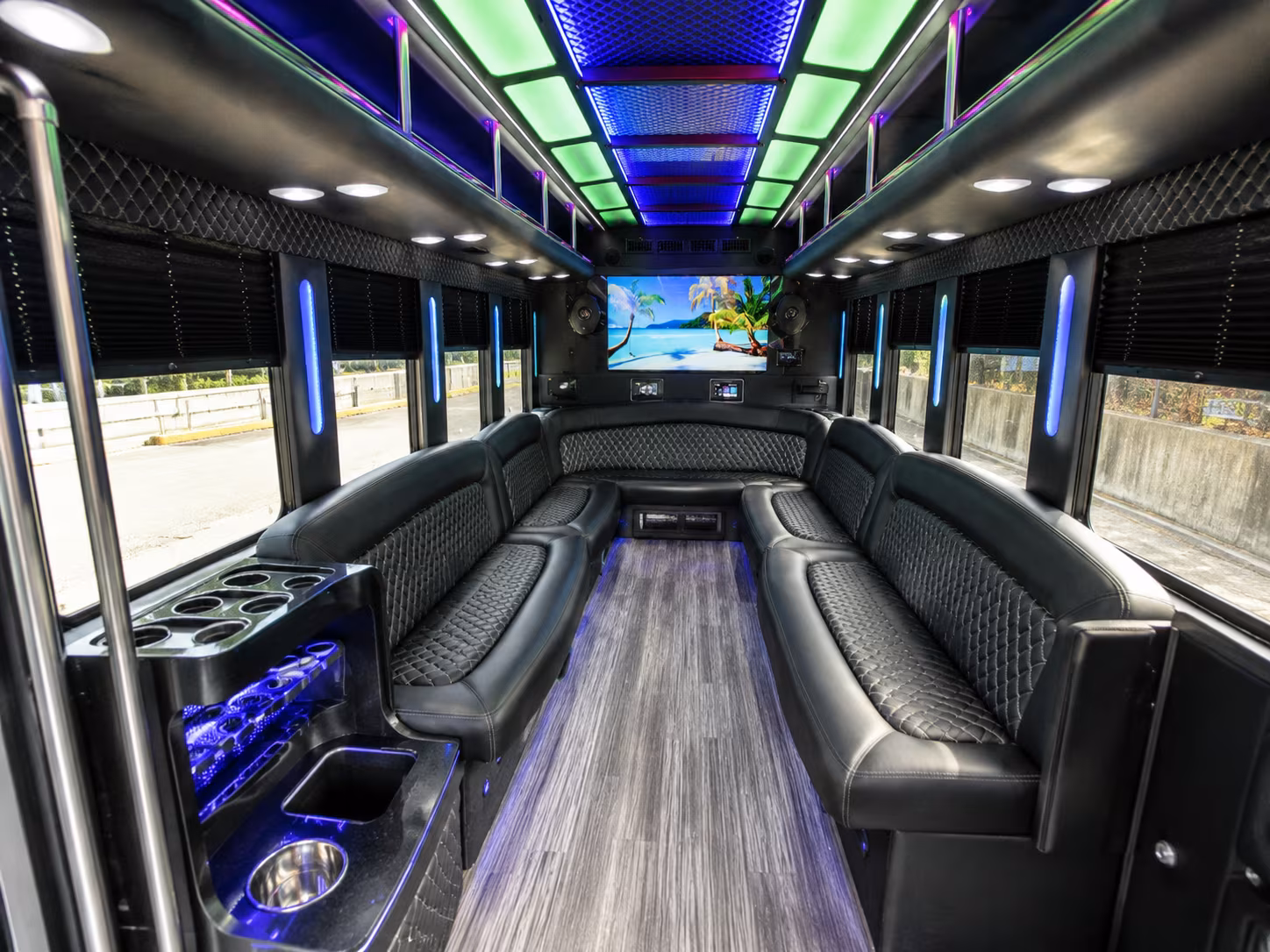 rock hill 18 passenger party bus inside