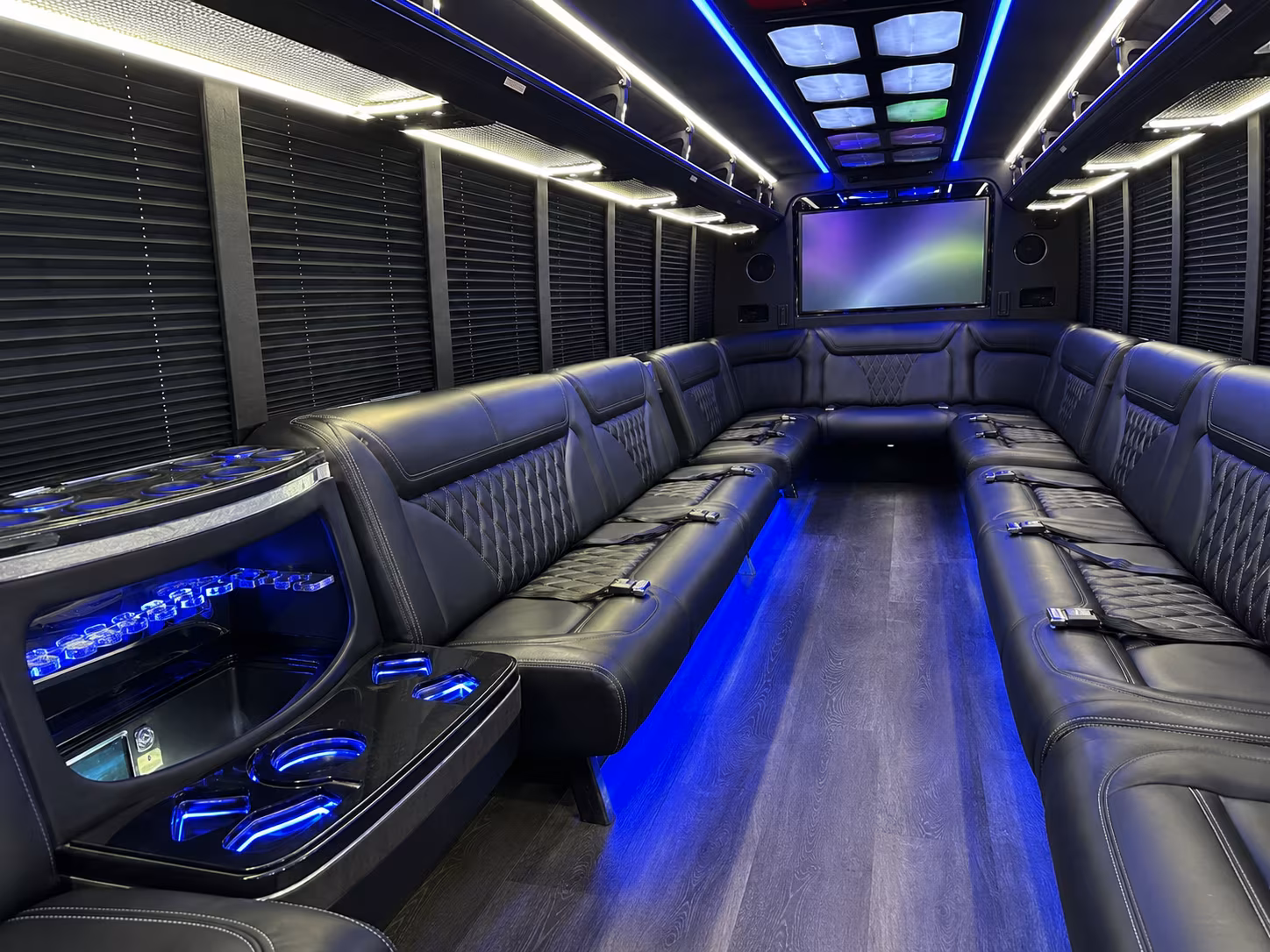 rock hill 20 passenger party bus inside
