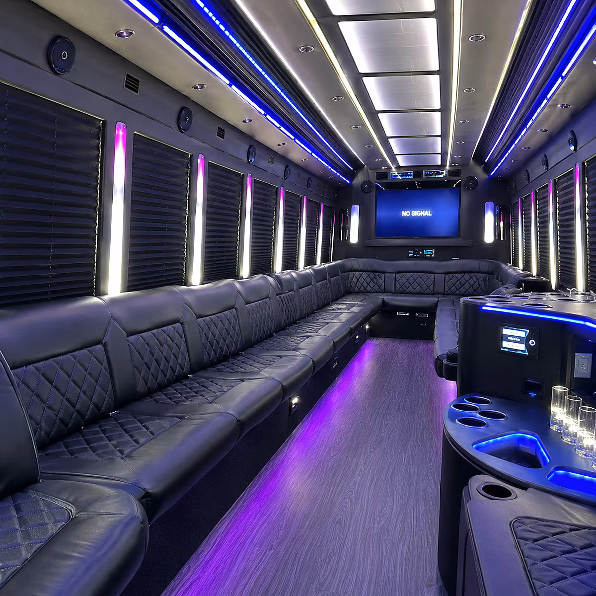 rock hill 30 passenger party bus inside