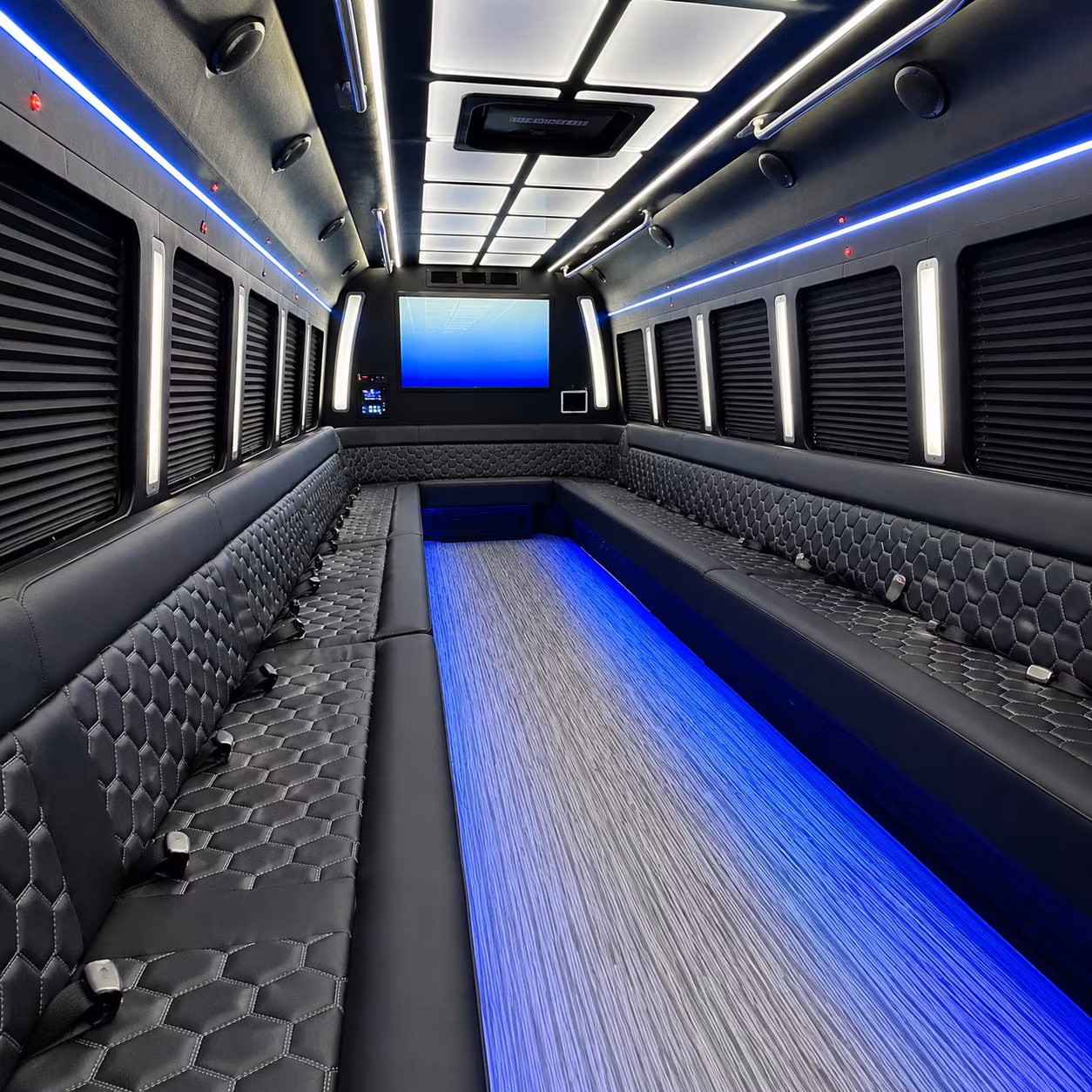 rock hill 50 passenger party bus inside
